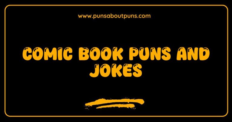 Here are a few options, varying slightly in focus, all optimized for SEO and natural language: **Option 1 (Focus on the visual):** > A colorful comic book panel illustrating a humorous scene, showcasing some classic comic book puns and jokes. **Option 2 (Focus on the content):** > Image depicting funny comic book puns and jokes, designed to entertain fans of the genre. **Option 3 (More Specific):** > A collection of speech bubbles in a comic book illustration featuring examples of clever comic book puns and jokes. **Option 4 (Slightly shorter):** > Visual of comic book puns and jokes, designed for humor and enjoyment. **Option 5 (Emphasis on the humor):** > A comic book artwork highlighting various hilarious comic book puns and jokes. **Explanation of why these are good:** * **Keywords:** They all include comic book puns and jokes naturally. *