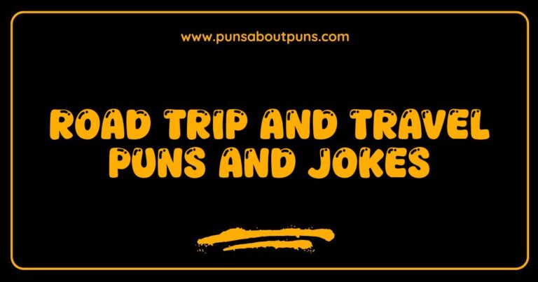 Okay, here are a few options for SEO-optimized alt text, depending on the specific image, all related to Road Trip and Travel Puns and Jokes: **Option 1 (For an image of a car with a funny sign or sticker):** > A car with a funny bumper sticker showcasing road trip and travel puns and jokes. **Option 2 (For an image of a map with highlighted routes and speech bubbles):** > Illustrated map with highlighted routes and speech bubbles containing road trip and travel puns and jokes. **Option 3 (For an image of a group of people laughing on a road trip):** > A group of friends laughing on a road trip enjoying some hilarious road trip and travel puns and jokes. **Option 4 (For a graphic or cartoon with travel-related items and puns):** > Colorful graphic featuring travel-related items and road trip and travel puns and jokes. **Option 5 (For a photo