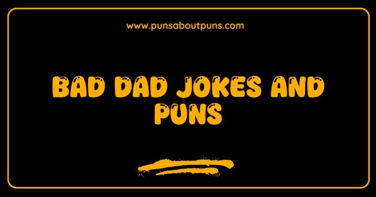 Here are a few options, varying slightly in focus, for SEO-optimized alt text for an image related to Bad Dad Jokes and Puns: **Option 1 (General):** `Image of a laughing person reacting to a bad dad joke or pun.` **Option 2 (Humorous):** `Funny image illustrating a terrible dad joke or pun that's so bad it's good.` **Option 3 (Specific):** `Cartoon illustration depicting someone cringing at a corny dad joke or pun.` **Option 4 (If the image shows text):** `Text graphic featuring a particularly awful dad joke or pun example.` **Key Considerations:** * **Descriptive:** Alt text should describe what's in the image. * **Keyword Integration:** The phrase bad dad joke or dad pun is incorporated naturally. * **Contextual:** Considers the likely tone and content of
