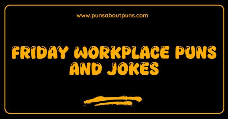 Here are a few options for SEO-optimized alt text, depending on the image: **Option 1 (If the image is a single pun/joke graphic):** Funny Friday workplace pun: [State the pun/joke briefly, e.g., 'Have a grape Friday!']. Get your Friday laughs with office humor. **Option 2 (If the image is a collection of puns/jokes):** Friday workplace puns and jokes compilation to brighten your day at the office. Start your weekend with some funny work humor. **Option 3 (If the image shows people laughing at a joke):** Colleagues laughing at Friday workplace puns and jokes. Improve office morale with humor and fun on Fridays. **Option 4 (If the image is a general graphic representing Friday feeling):** Friday workplace puns and jokes to celebrate the end of the work week. Enjoy some Friday fun and relatable office humor. **Explanation of why