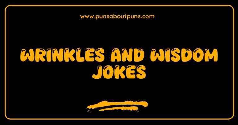Wrinkles and wisdom jokes: Humorous illustration of a wise old woman with prominent wrinkles, smiling knowingly.