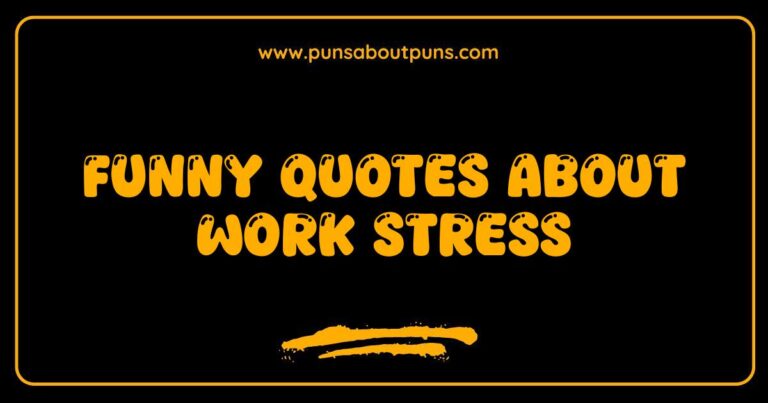 Funny quote about work stress: Cartoon image of an employee with a stressed expression and humorous text about dealing with workplace pressure.